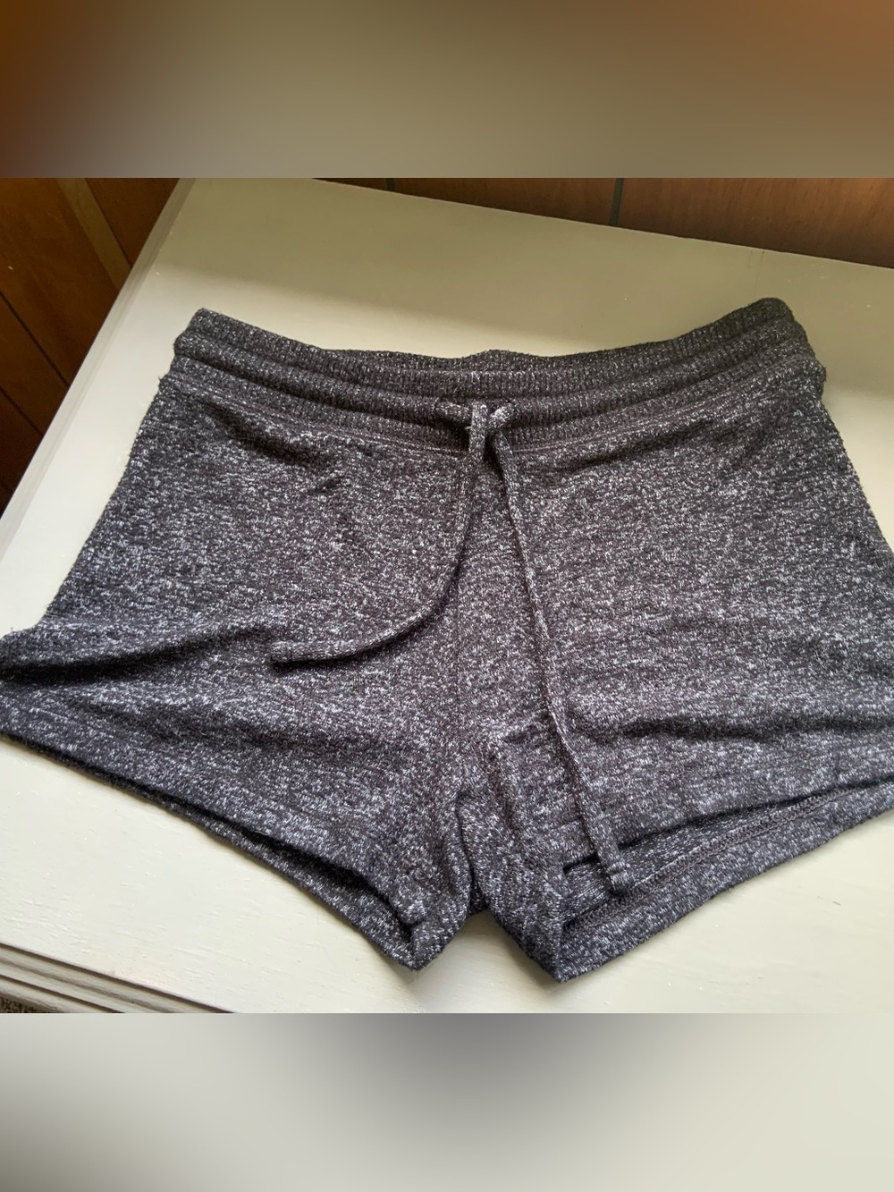 American Eagle Outfitters Marled Charcoal Knit Drawstring Shorts